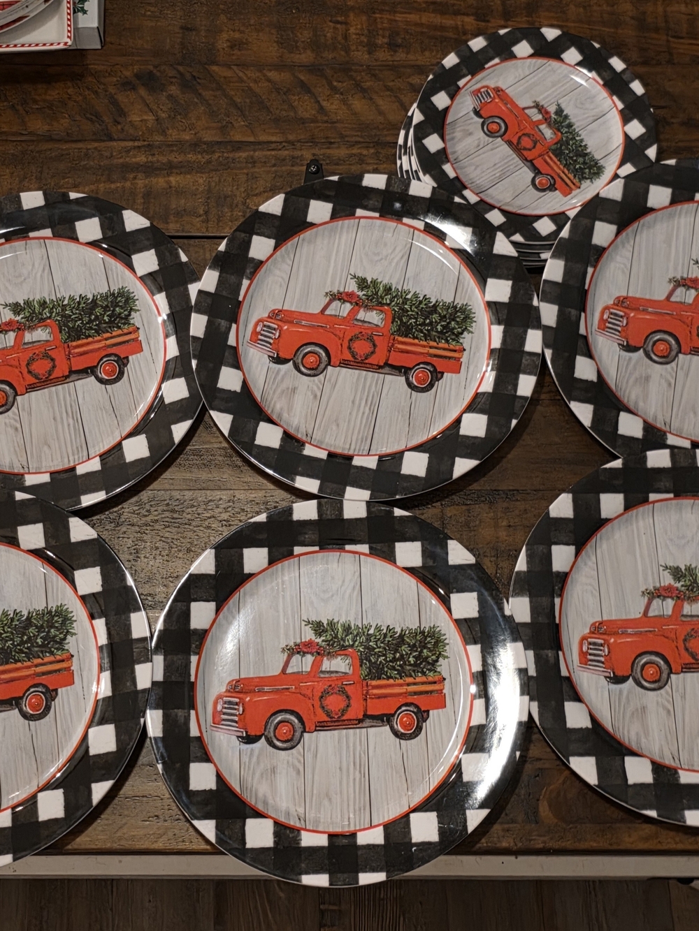 Buffalo Check Truck Melamine Christmad Dinnerware